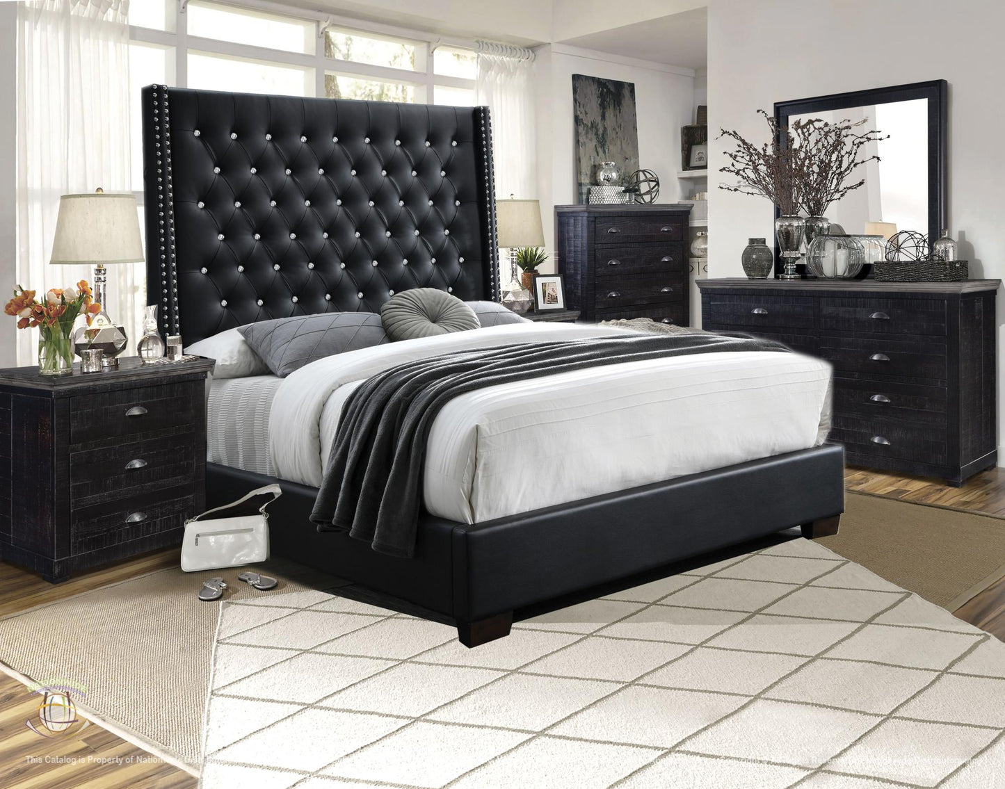 Tall Black Upholstered Bed frame